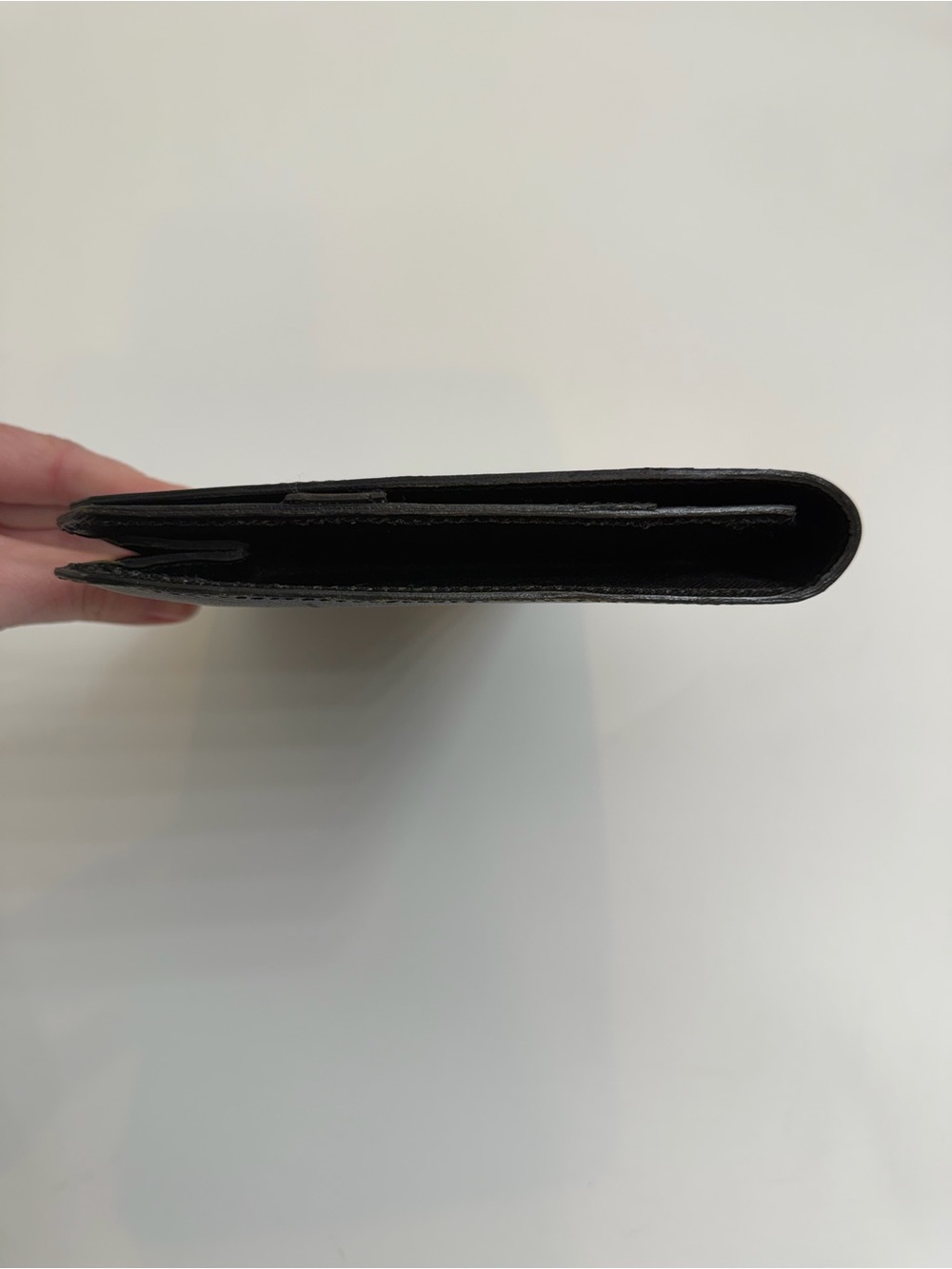 Vintage Christian Dior Black Leather Hexagon Buckle Clutch Wallet Pairs - Picture 13 of 16